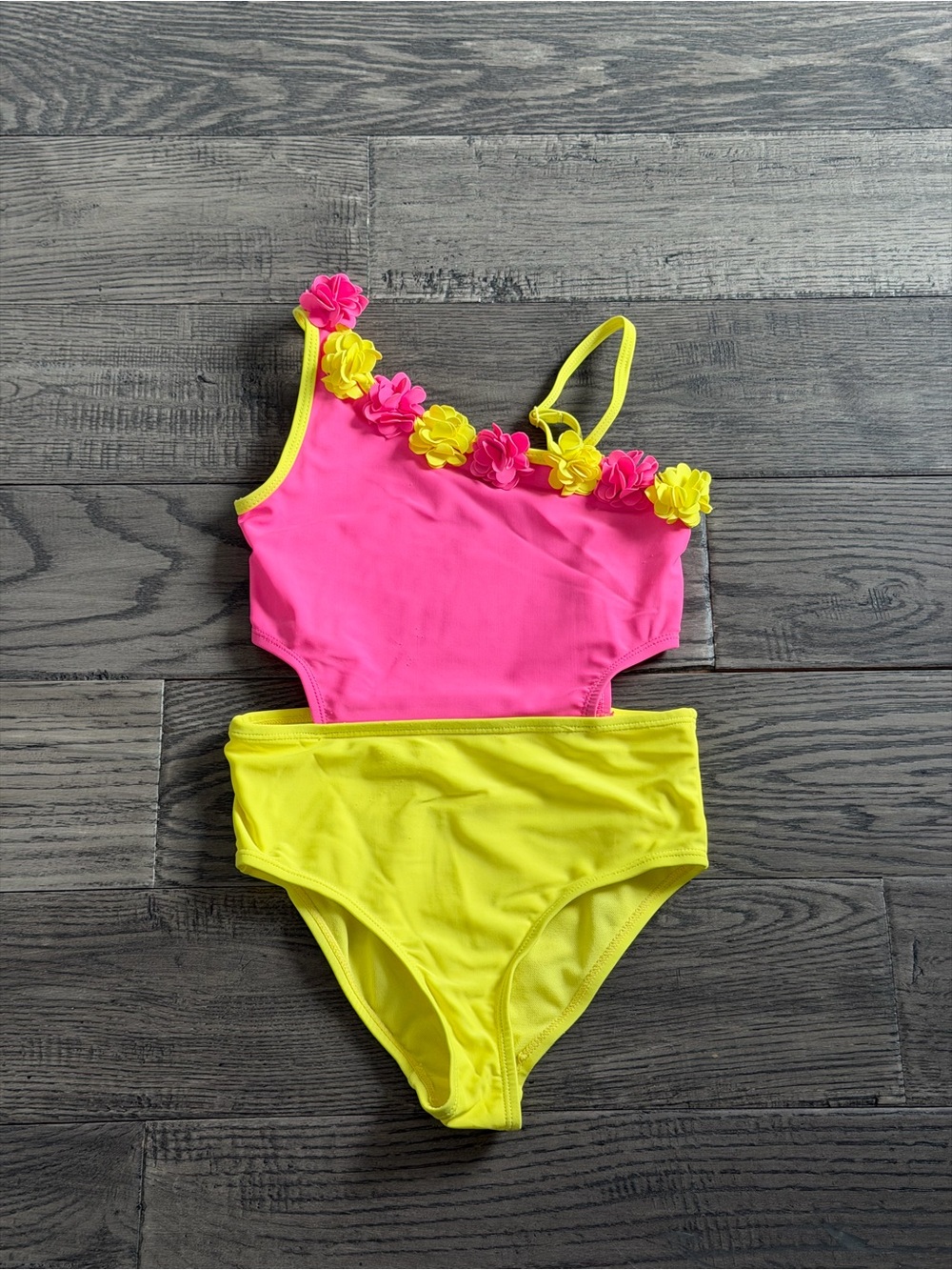 Cynthia Rowley Pink & Yellow Floral Appliqué Two-Piece Swim Set